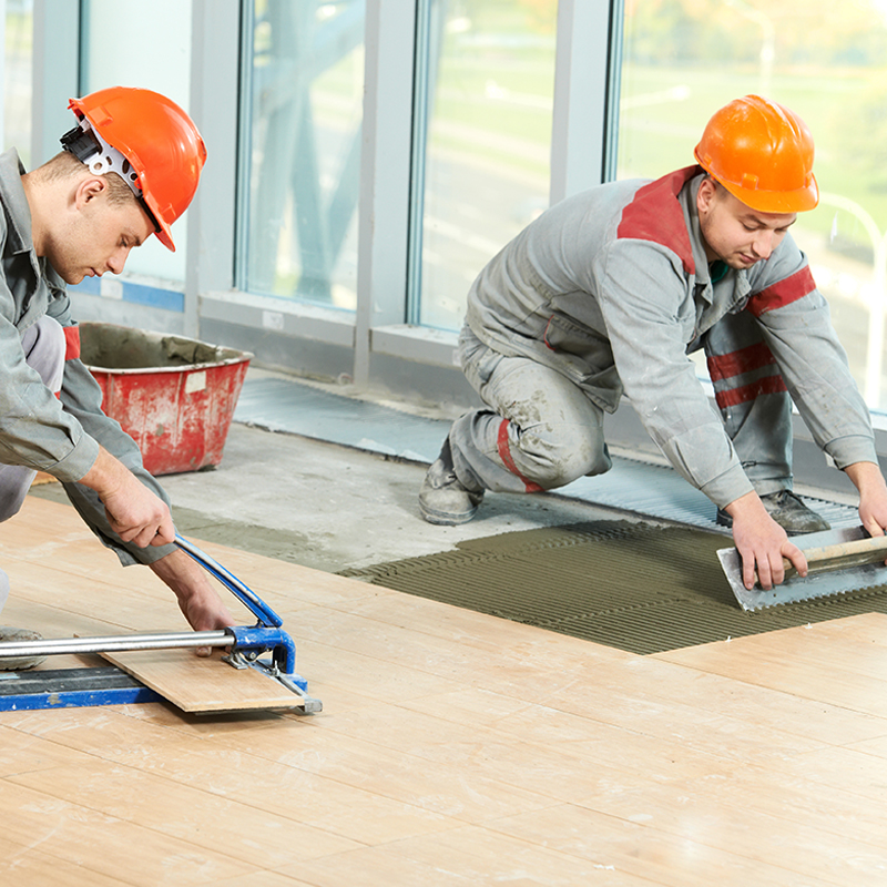 Workers, Laying Tiles, Floor